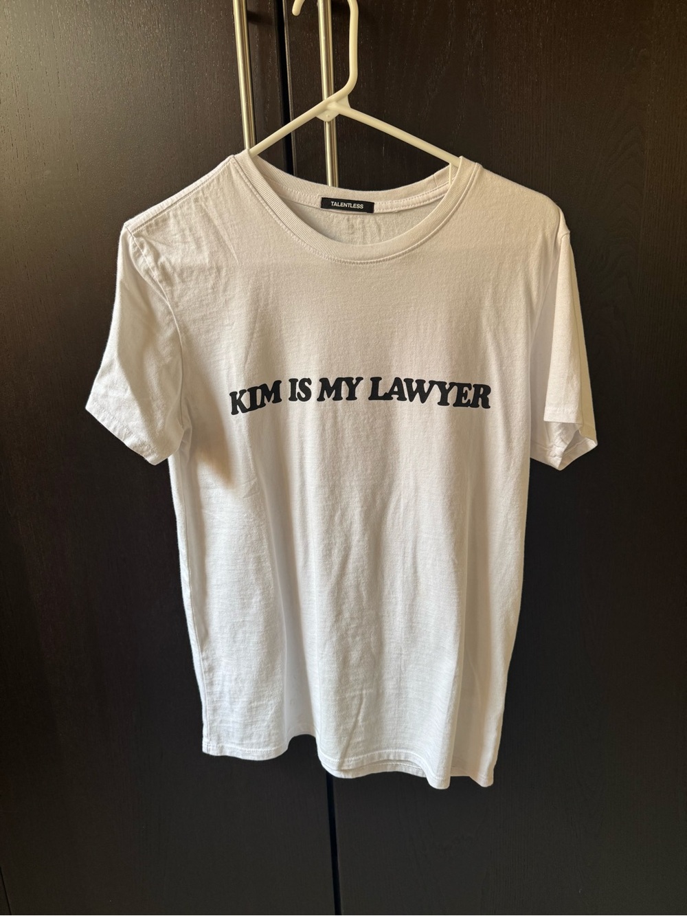 KIM IS MY LAWYER Graphic Tee - White with Black Text • TALENTLESS